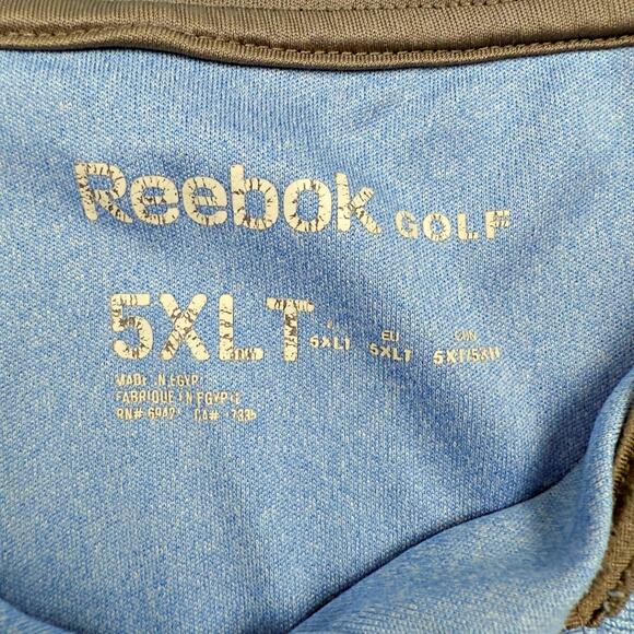 Reebok Golf Blue Polo 5XLT Big & Tall 100% Polyester Lightweight Breathable Soft - Picture 4 of 9